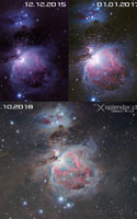 Fortschritt anhand vom Orion Nebel M42, 2015 bis 2018
